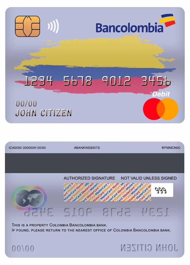 Colombia Bancolombia bank master debit card